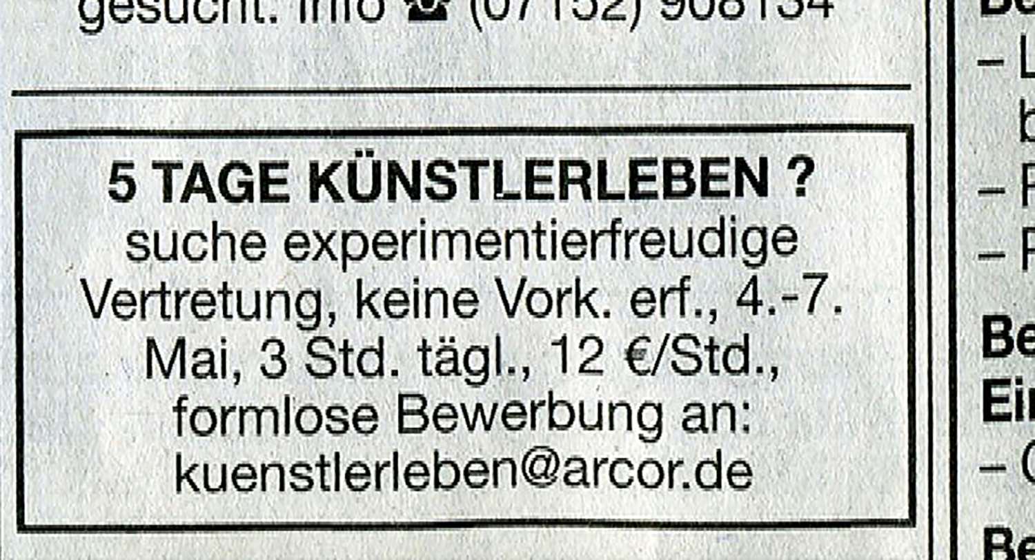 5 Tage Künstlerleben?